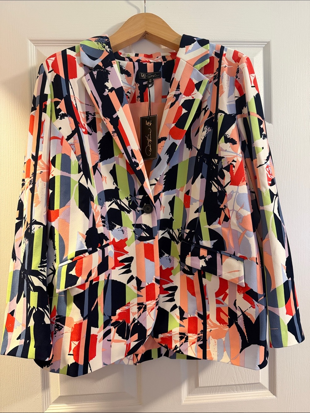 DG2 by Diane Gilman Multi-Color Abstract Print Blazer